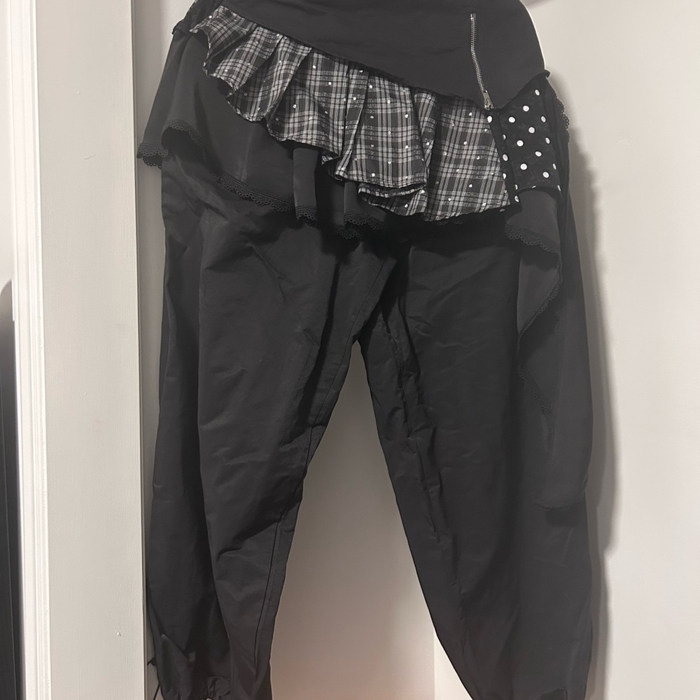 Stylish Black Bottoms with Plaid Detail
